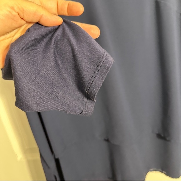 Michael Kors size L navy blue v-neck pullover tunic top, layered chiffon, flowy - Picture 3 of 12